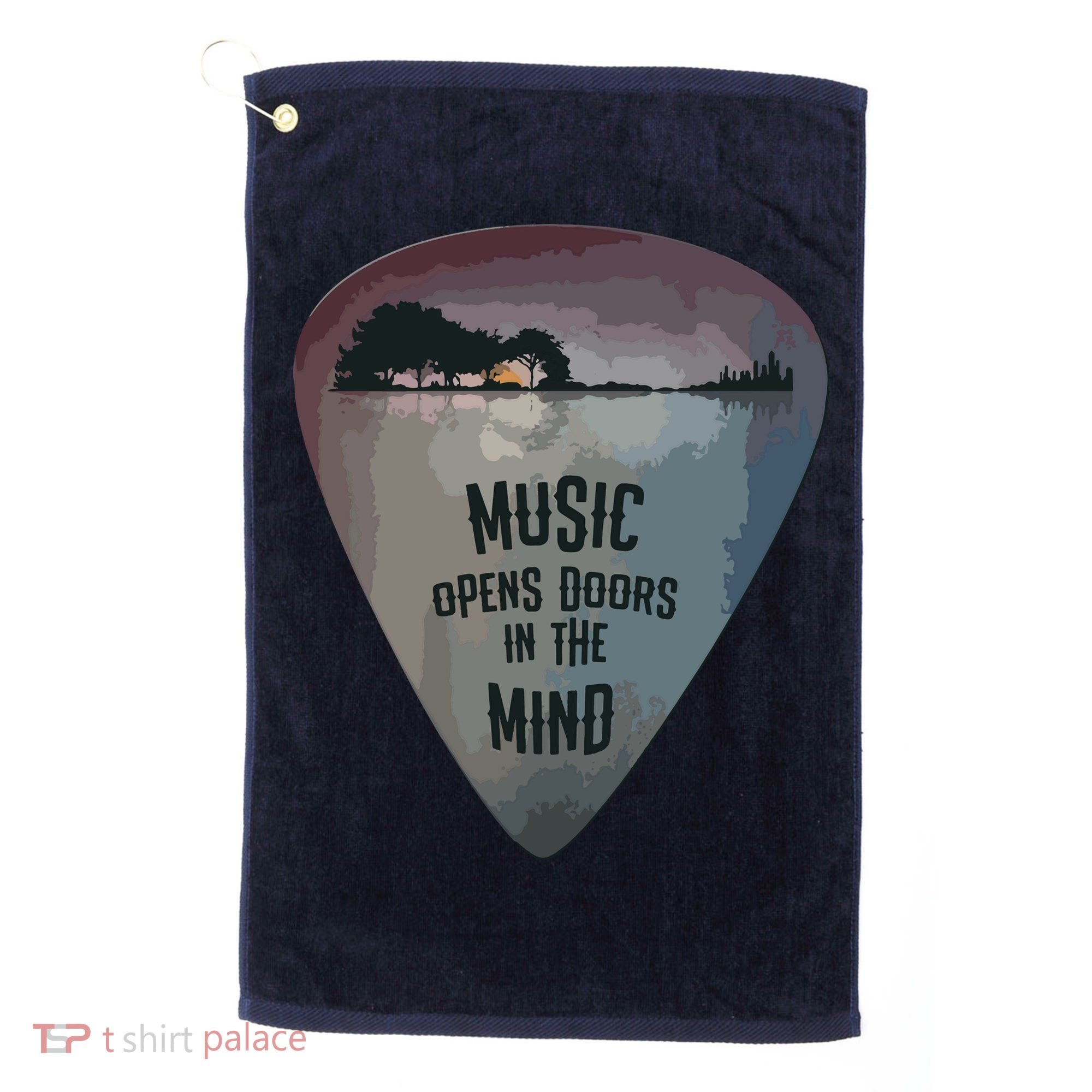 Guitar Pick Lake Reflections Music Guitar Golf Towel