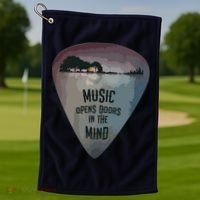 Guitar Pick Lake Reflections Music Guitar Golf Towel thumb 1