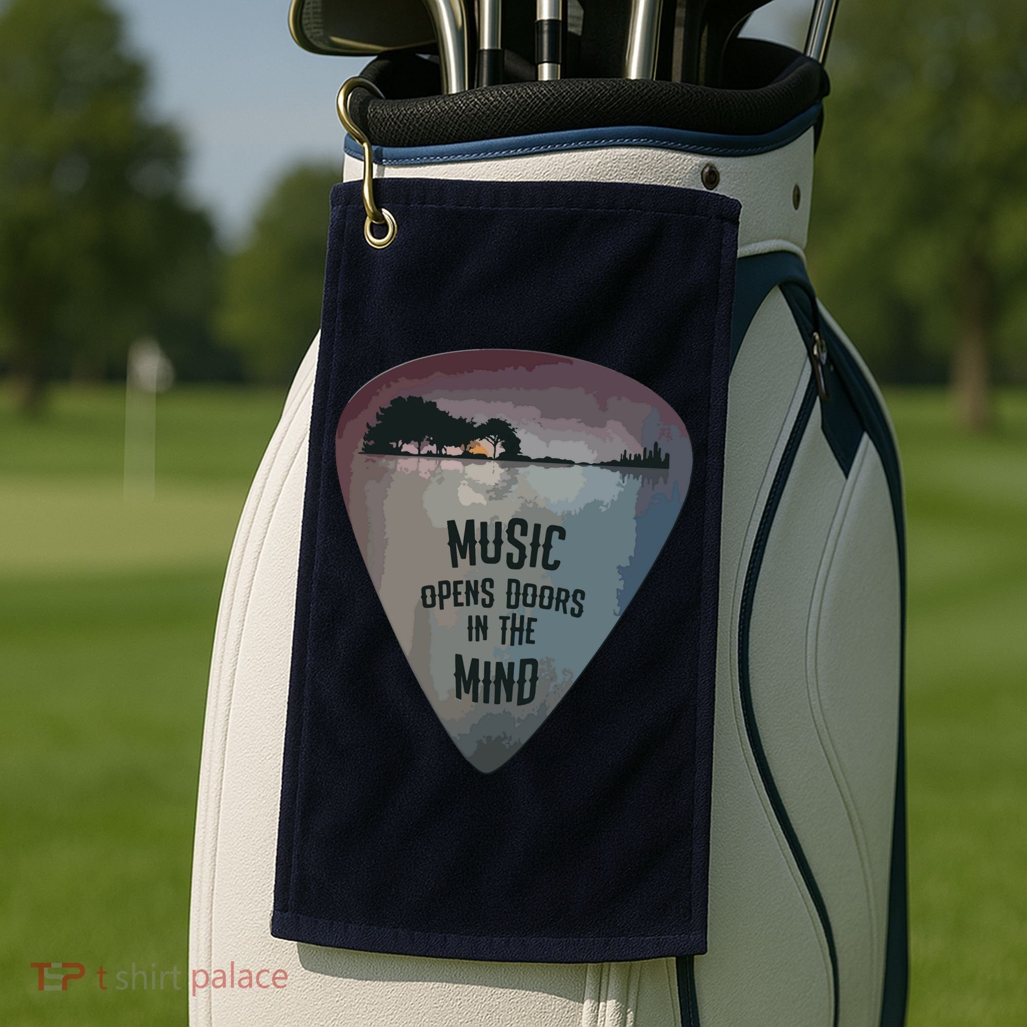 Guitar Pick Lake Reflections Music Guitar Golf Towel
