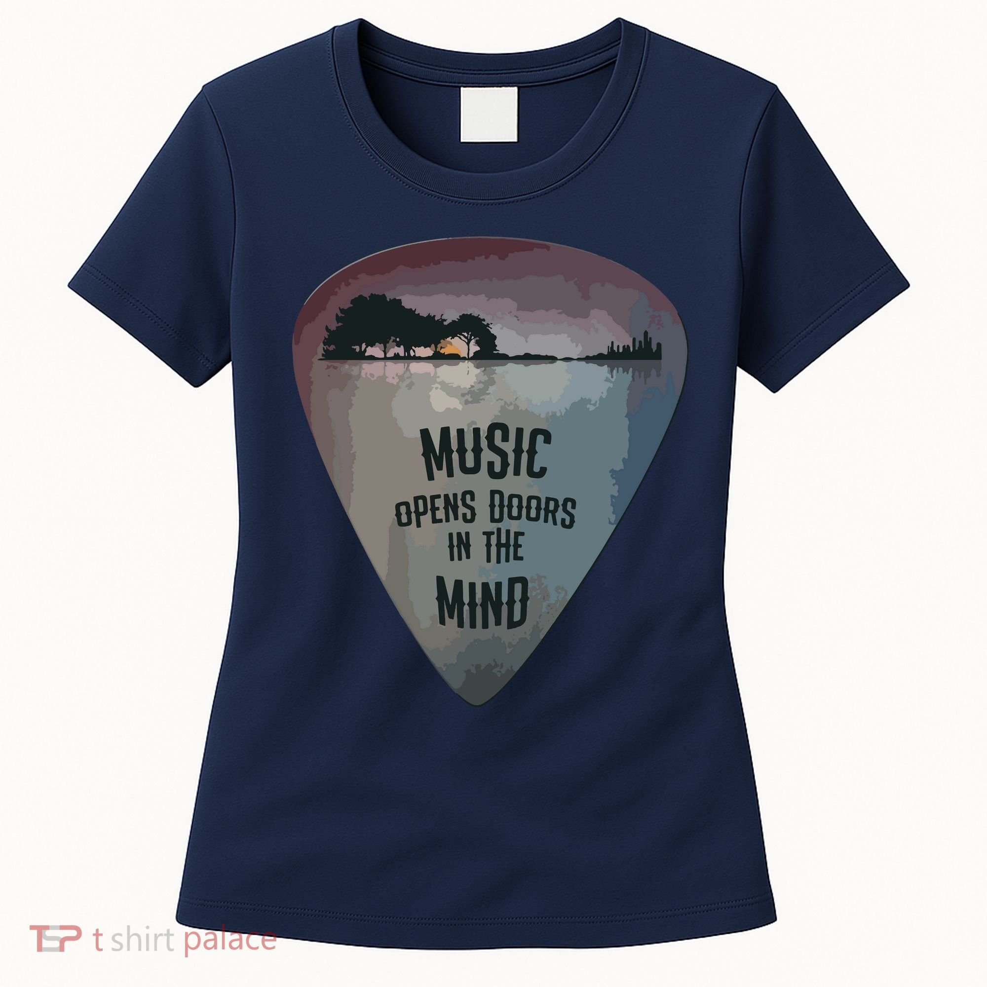Guitar Pick Lake Reflections Music Guitar Women's T-Shirt