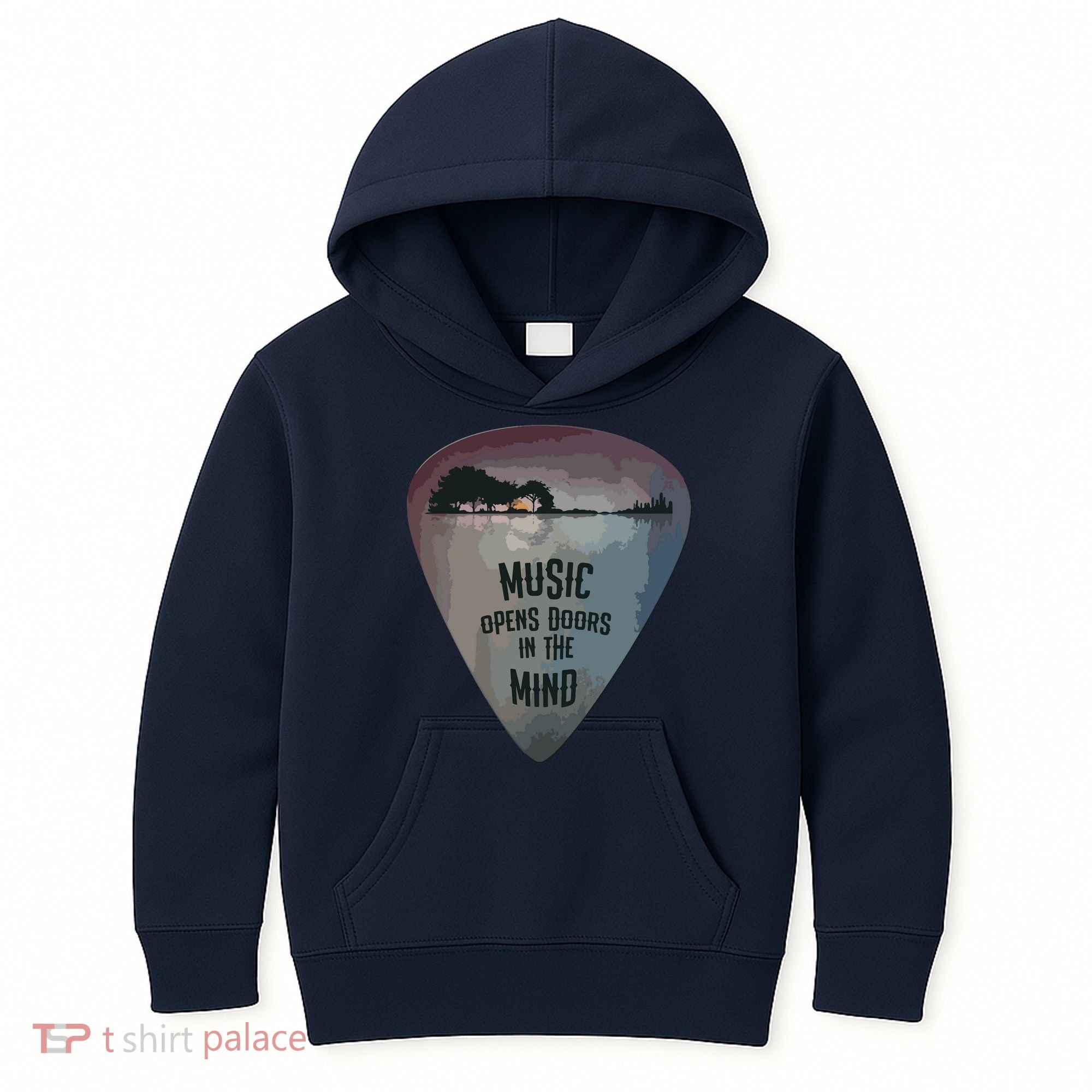 Guitar Pick Lake Reflections Music Guitar Kids Hoodie