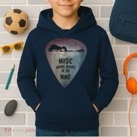 Guitar Pick Lake Reflections Music Guitar Kids Hoodie thumb 2