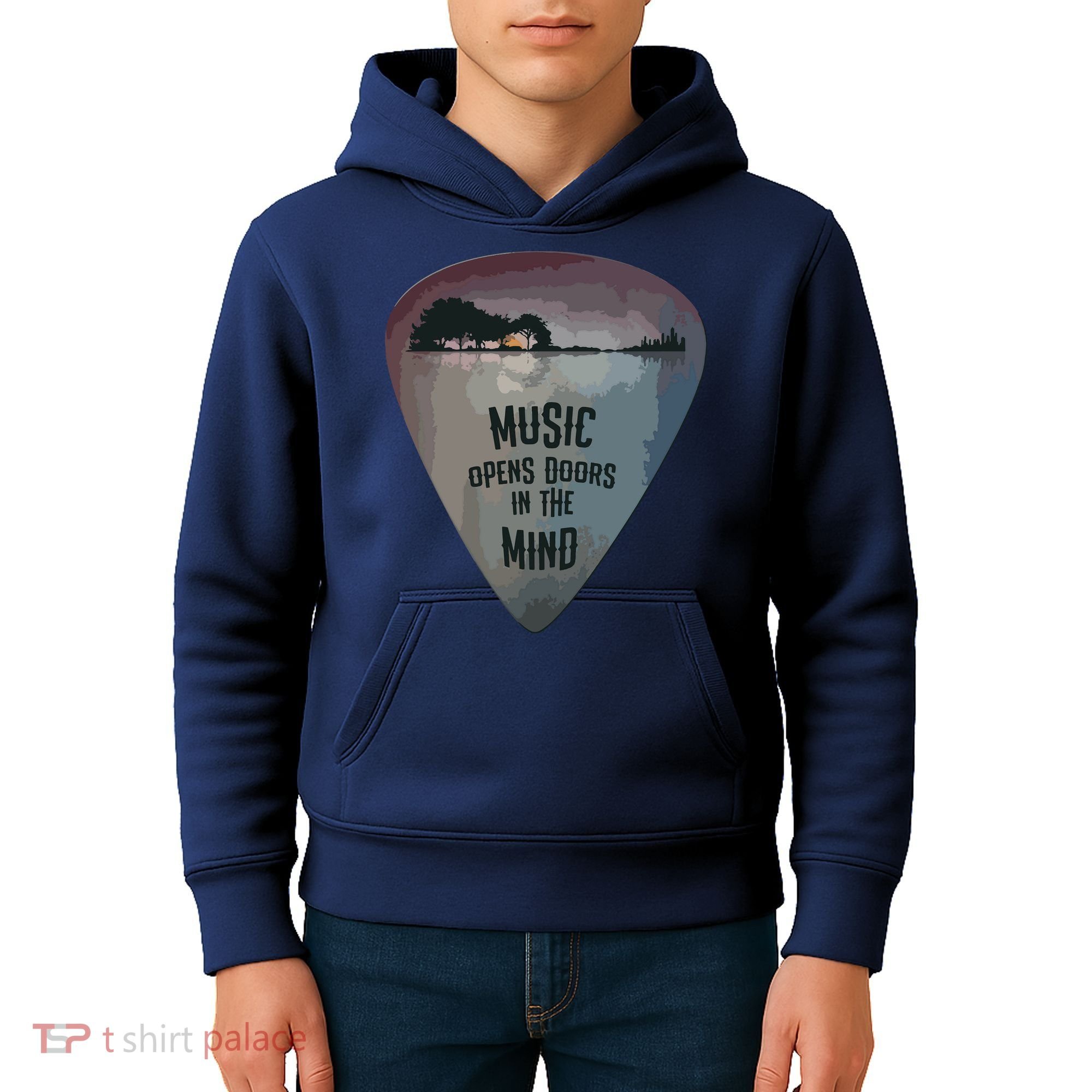 Guitar Pick Lake Reflections Music Guitar Kids Hoodie