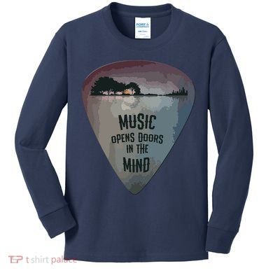 Guitar Pick Lake Reflections Music Guitar Kids Long Sleeve Shirt
