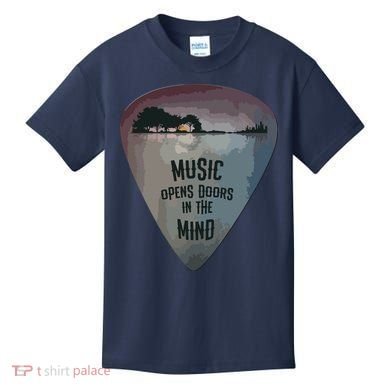 Guitar Pick Lake Reflections Music Guitar Kids T-Shirt