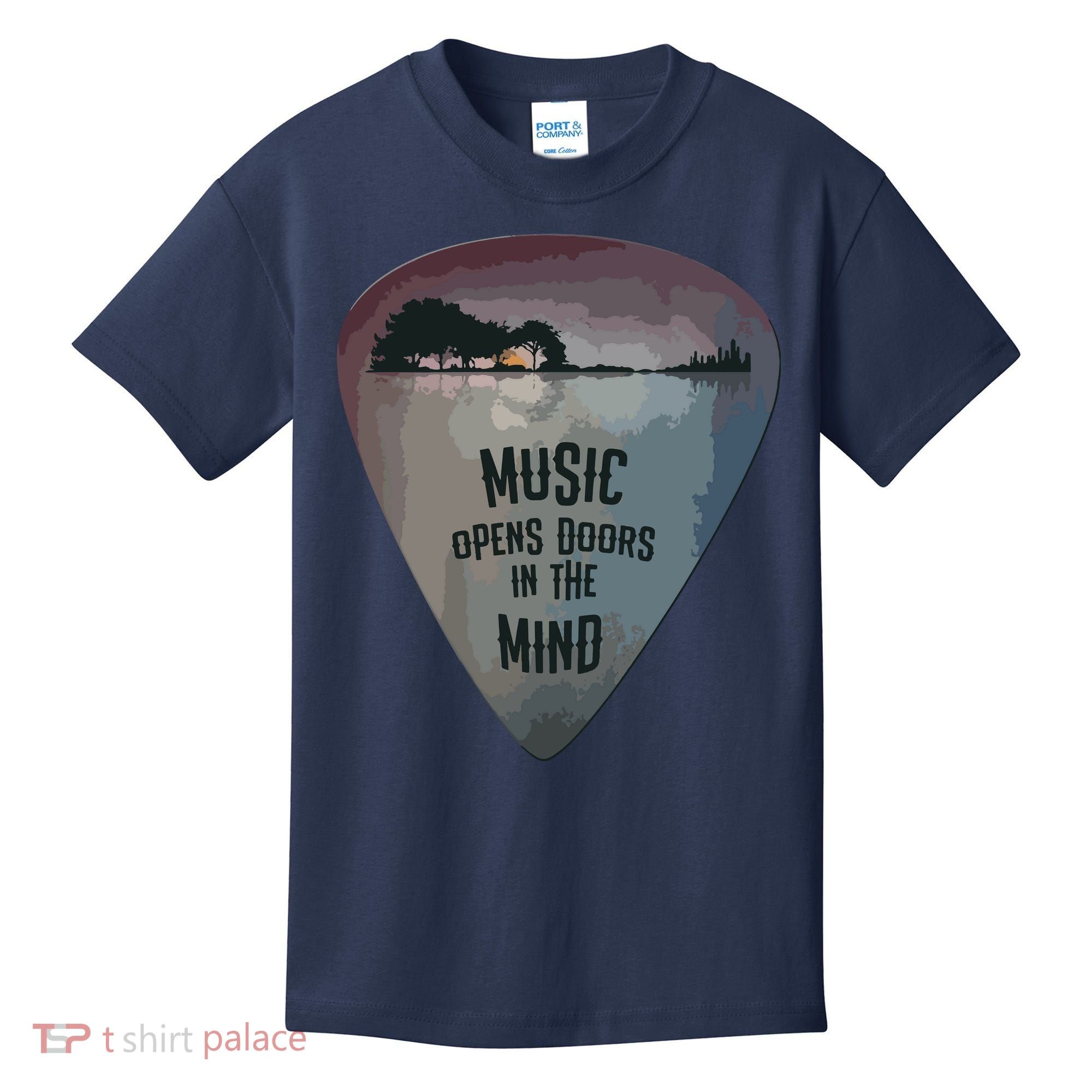 Guitar Pick Lake Reflections Music Guitar Kids T-Shirt