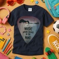 Guitar Pick Lake Reflections Music Guitar Kids T-Shirt thumb 3