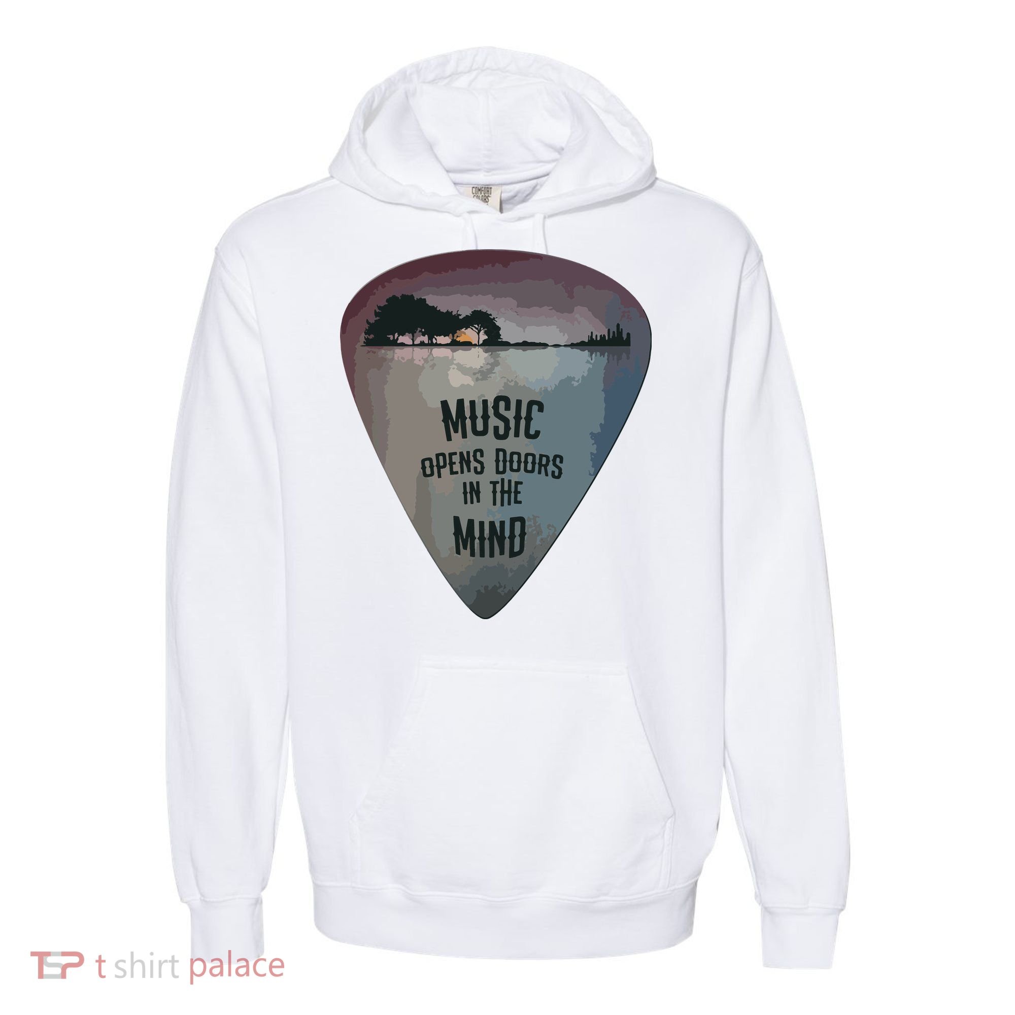Guitar Pick Lake Reflections Music Guitar Comfort Colors Garment-Dyed Hooded Sweatshirt