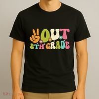 Groovy Peace Out 8th Grade Teacher Last Day Of School T-Shirt thumb 3