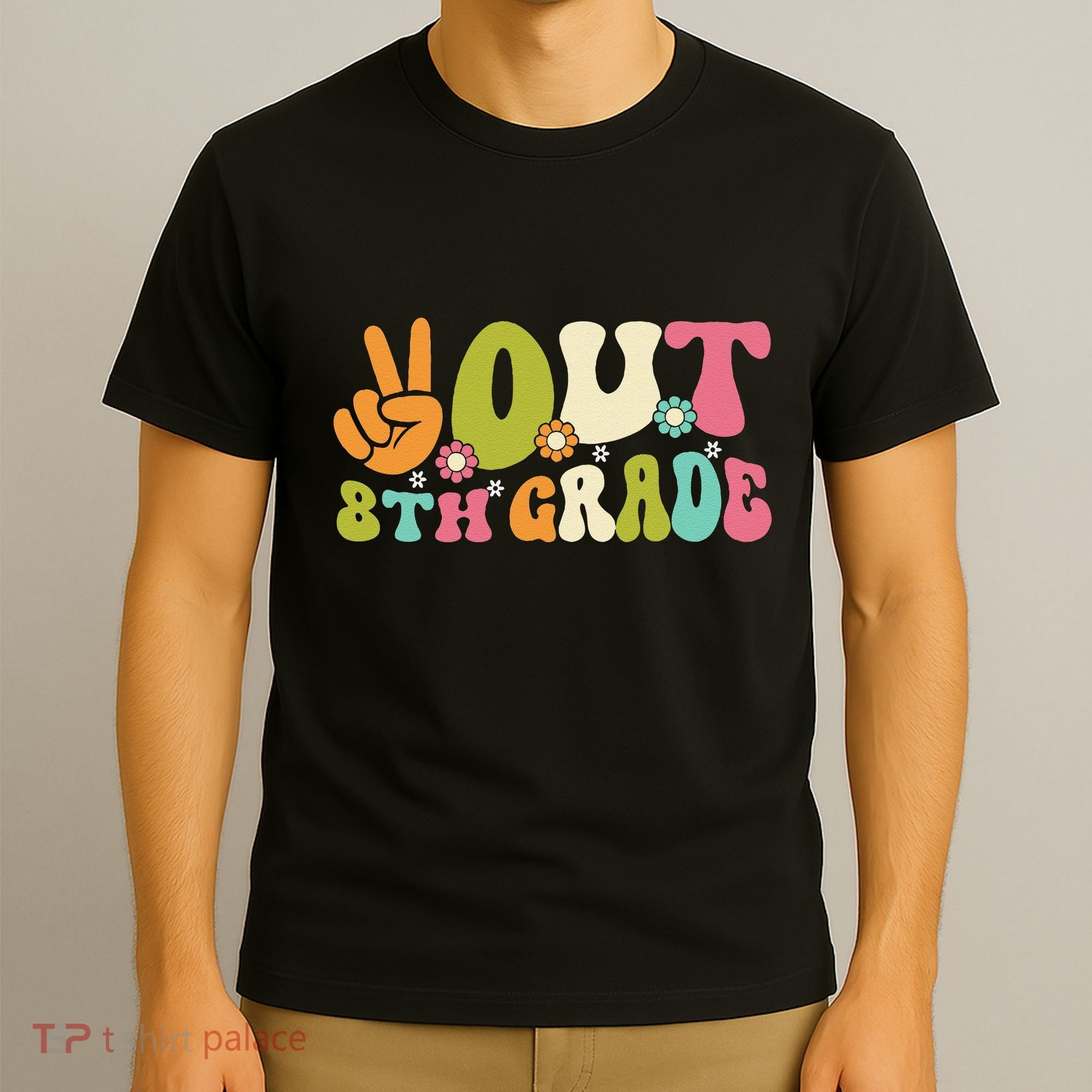 Groovy Peace Out 8th Grade Teacher Last Day Of School T-Shirt