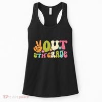 Groovy Peace Out 8th Grade Teacher Last Day Of School Women's Tank Top thumb 0