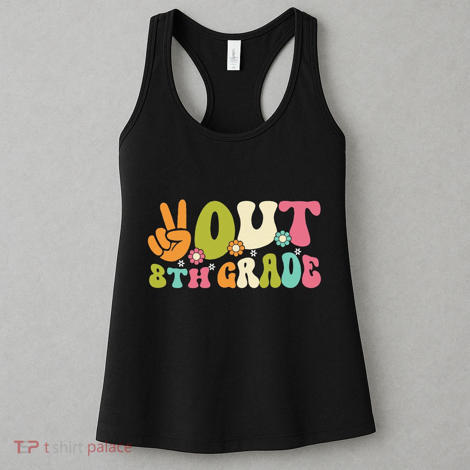 Groovy Peace Out 8th Grade Teacher Last Day Of School Women's Tank Top