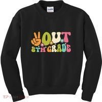 Groovy Peace Out 8th Grade Teacher Last Day Of School Kids Sweatshirt thumb 0