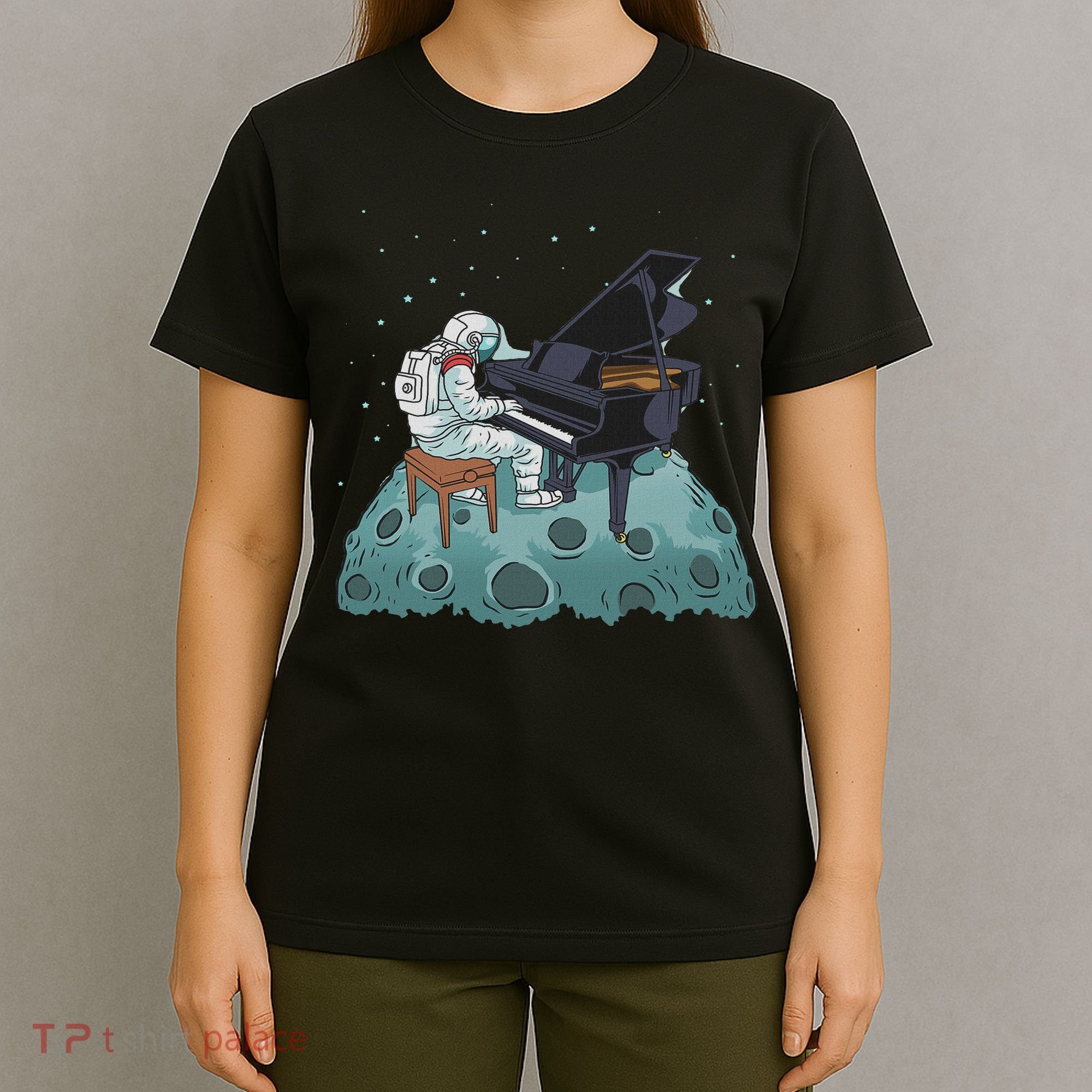Grand Piano Pianist Gift Astronaut Music Piano T-Shirt