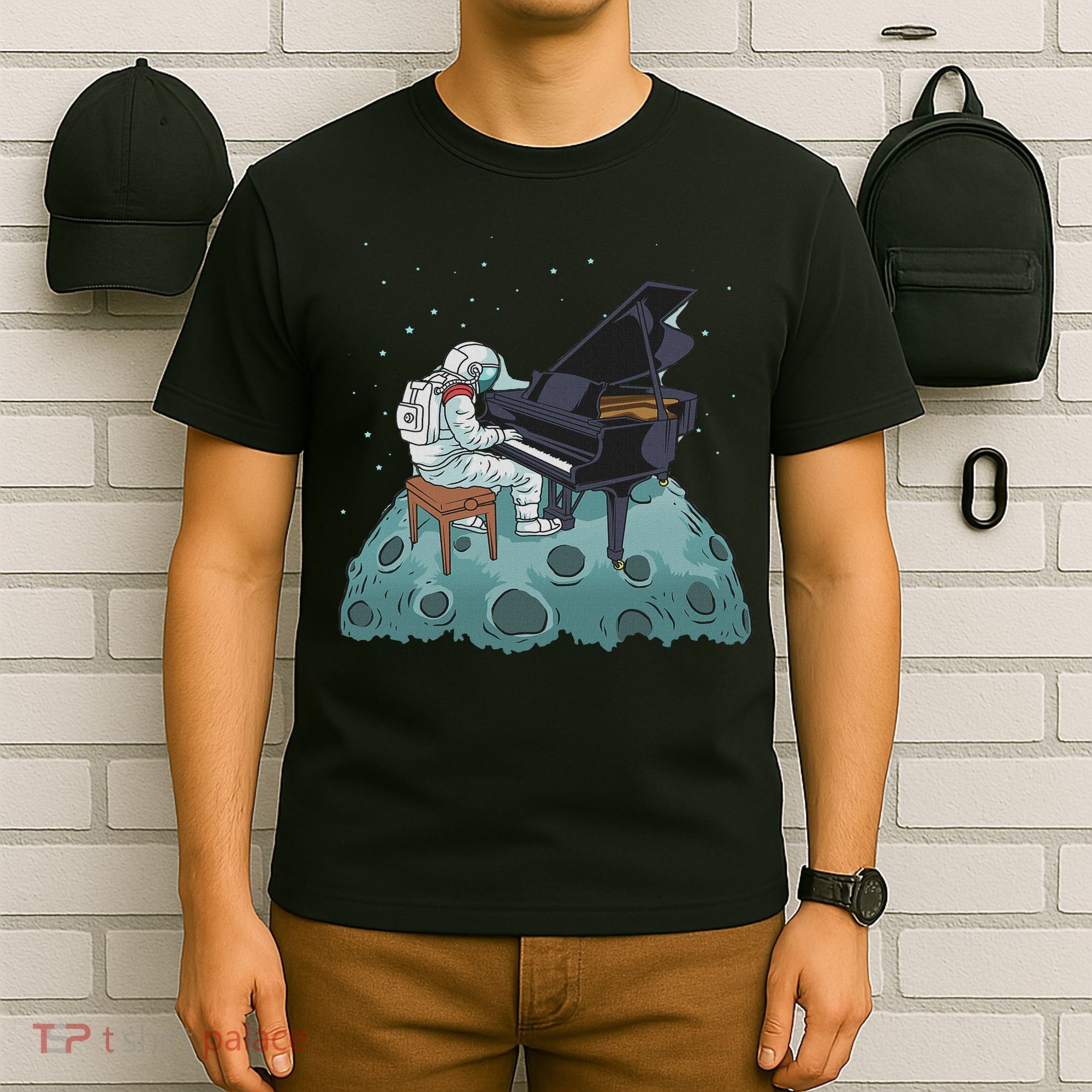 Grand Piano Pianist Gift Astronaut Music Piano T-Shirt