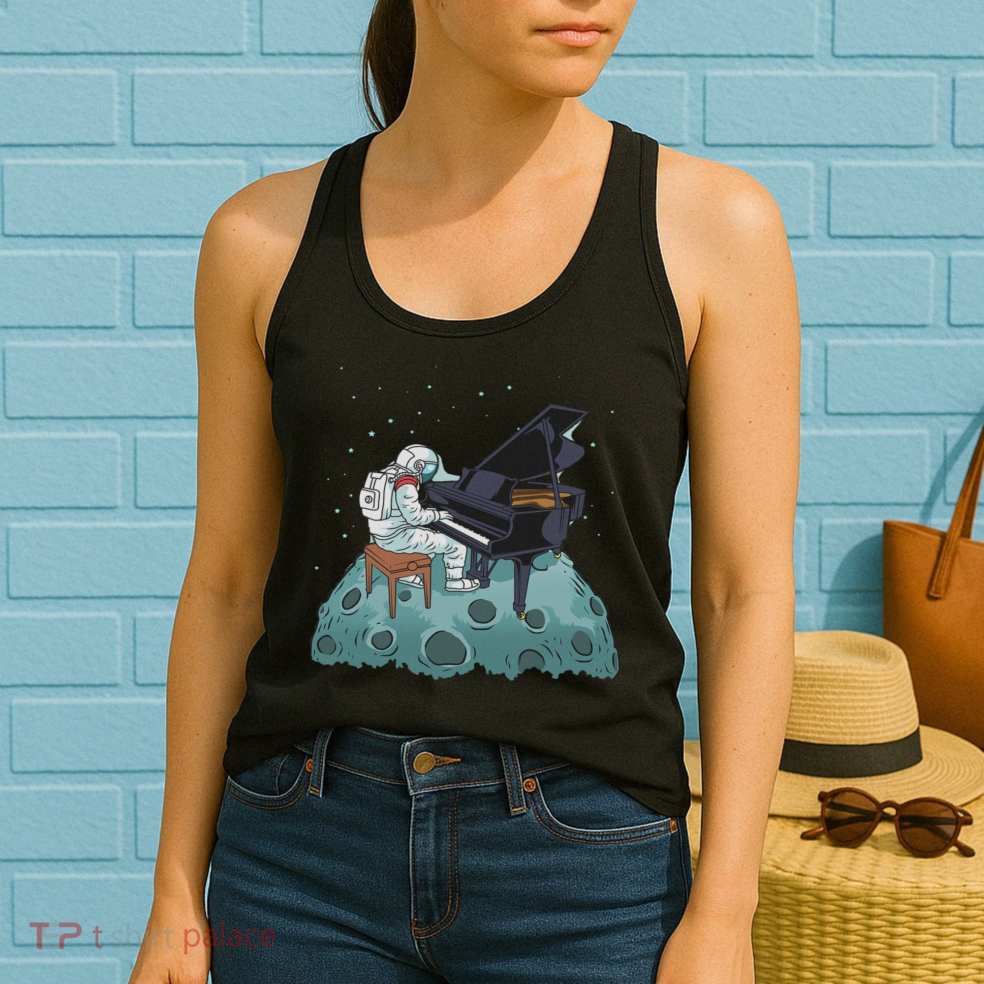 Grand Piano Pianist Gift Astronaut Music Piano Women's Tank Top