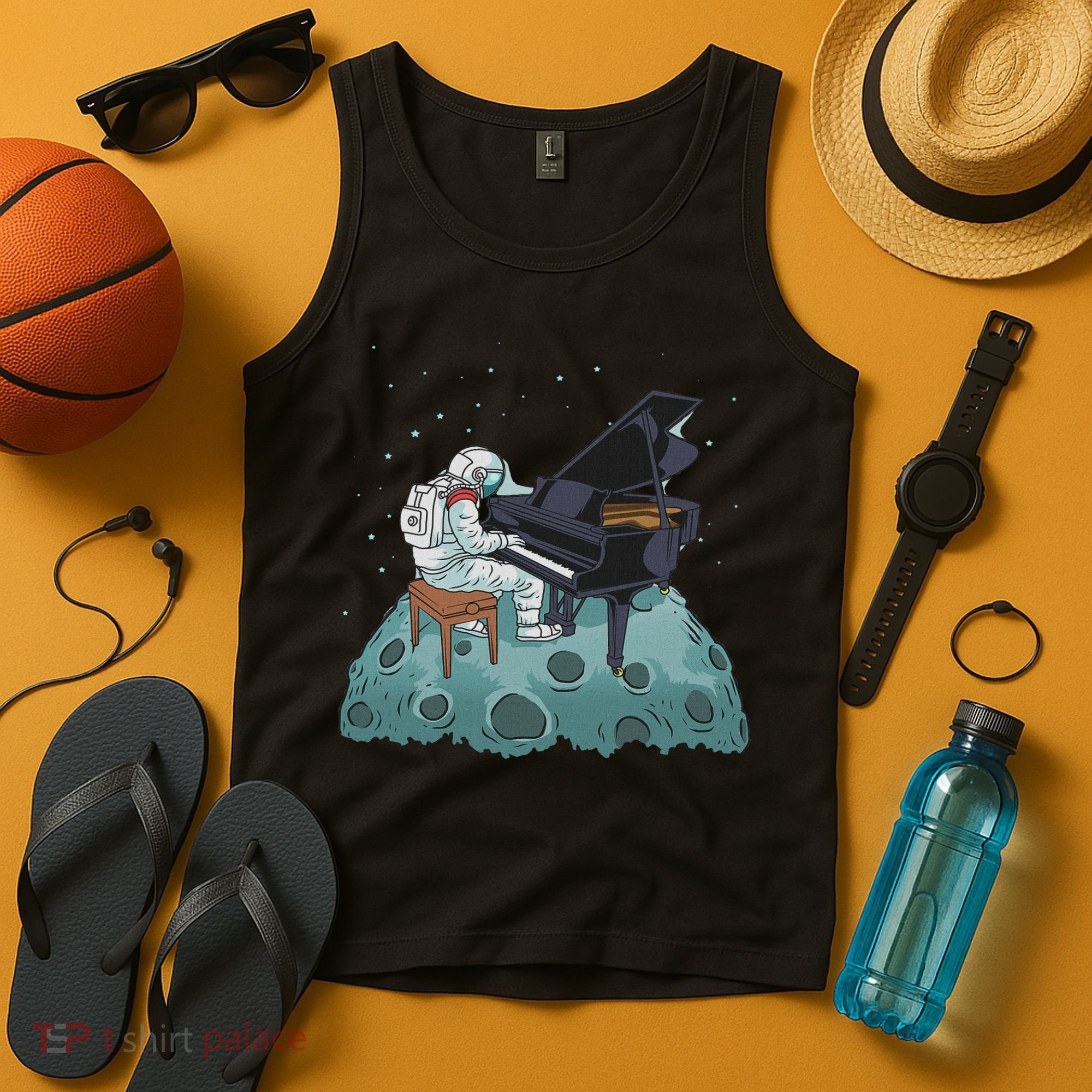 Grand Piano Pianist Gift Astronaut Music Piano Tank Top