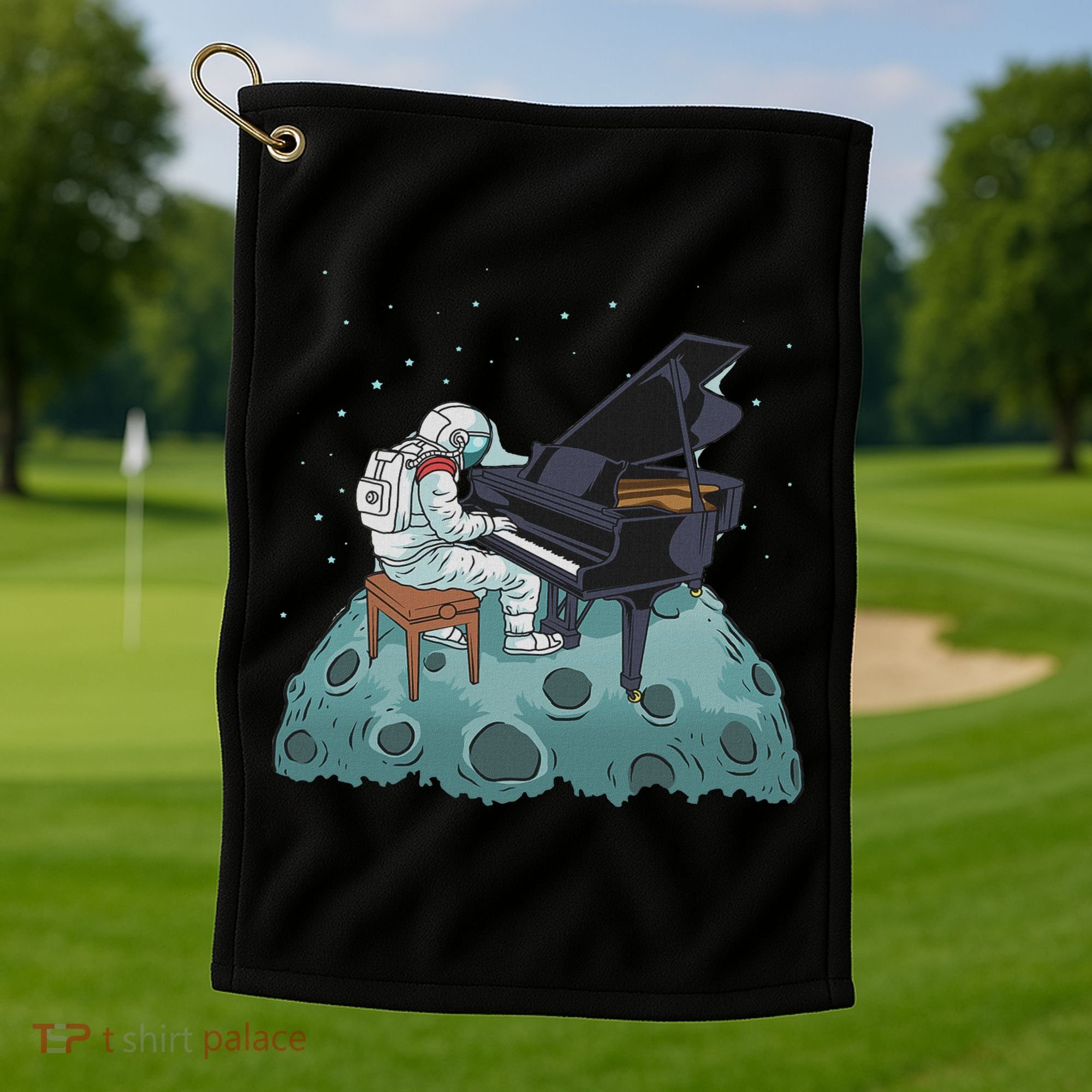 Grand Piano Pianist Gift Astronaut Music Piano Golf Towel