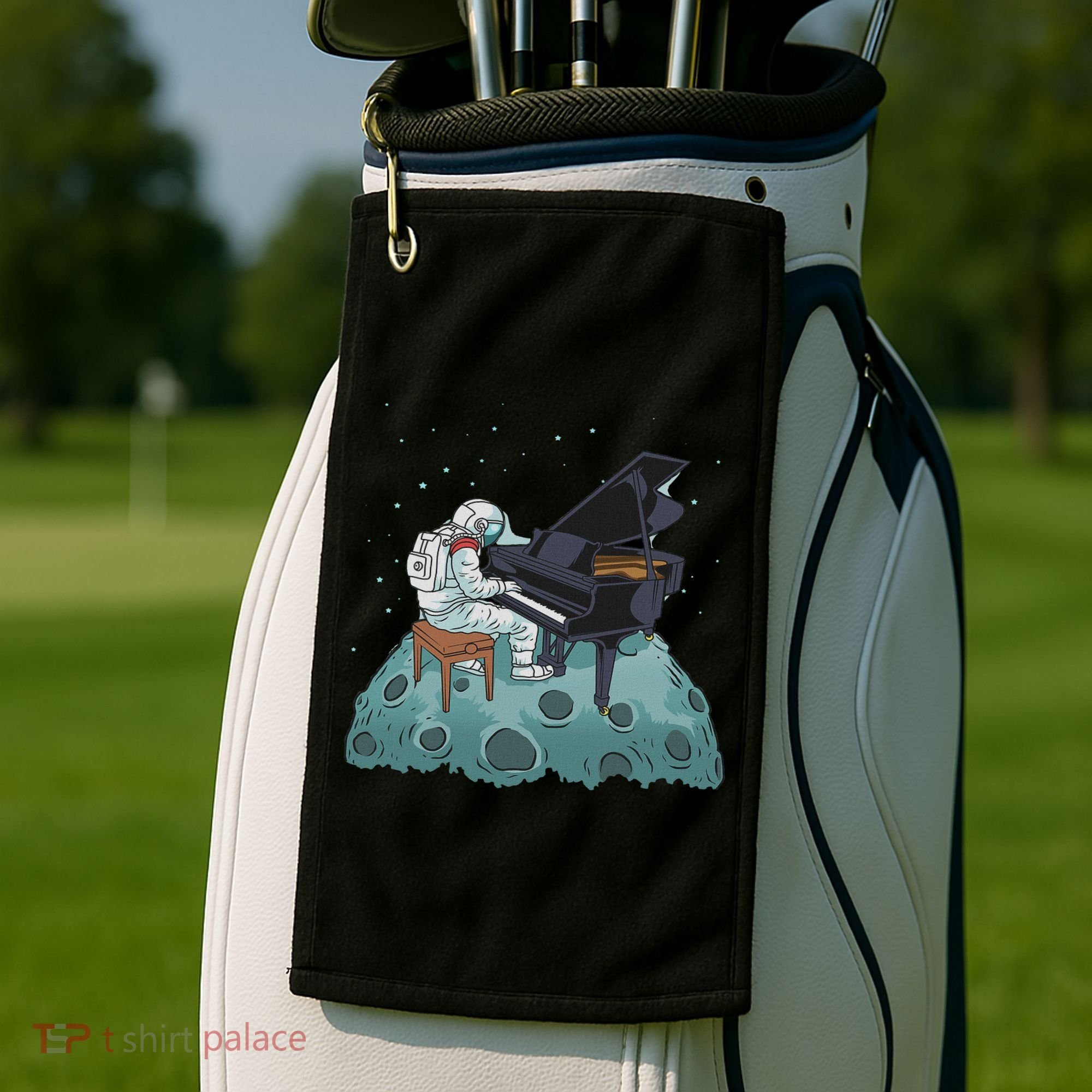 Grand Piano Pianist Gift Astronaut Music Piano Golf Towel