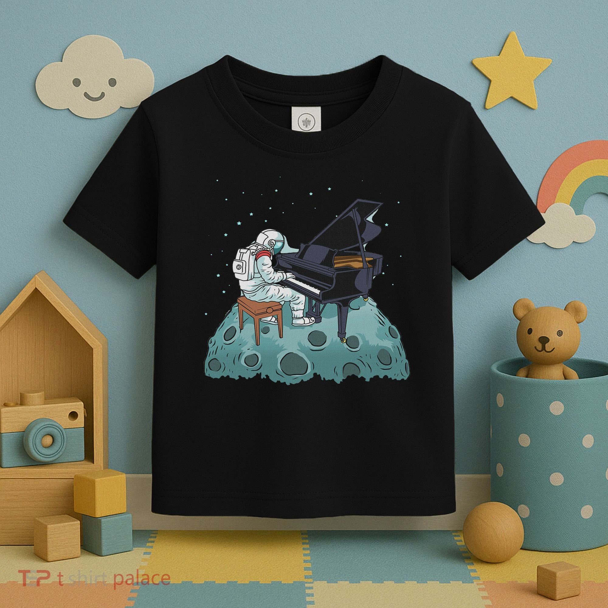 Grand Piano Pianist Gift Astronaut Music Piano Toddler T-Shirt
