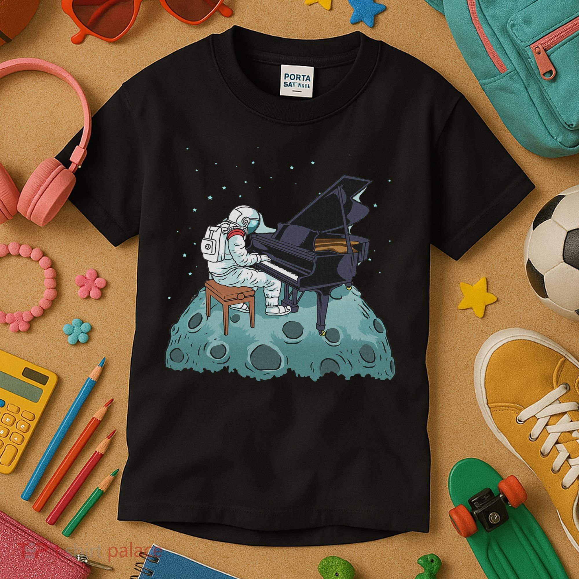 Grand Piano Pianist Gift Astronaut Music Piano Kids T-Shirt