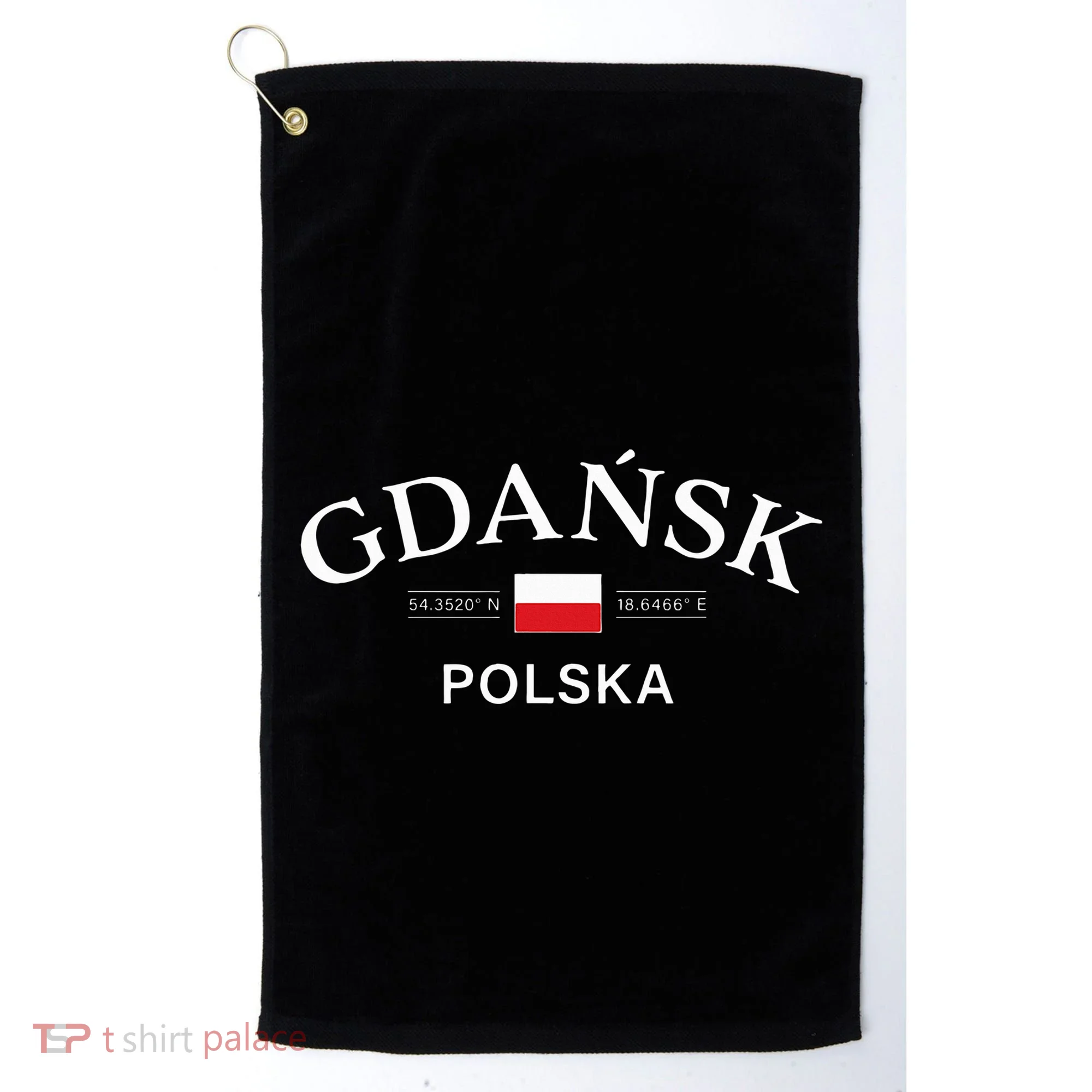 Gdansk Polska Polish Coordinates Golf Towel