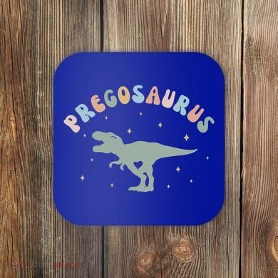 Groovy Pregosaurus Pregnancy Announcet Expecting Mom Gift Coaster