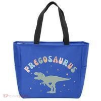 Groovy Pregosaurus Pregnancy Announcet Expecting Mom Gift Tote Bag thumb 0