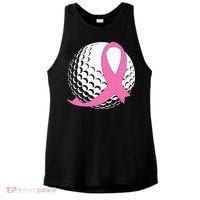 Golf Pink Ribbon Breast Cancer Awareness Ladies PosiCharge Tri-Blend Wicking Tank thumb 0