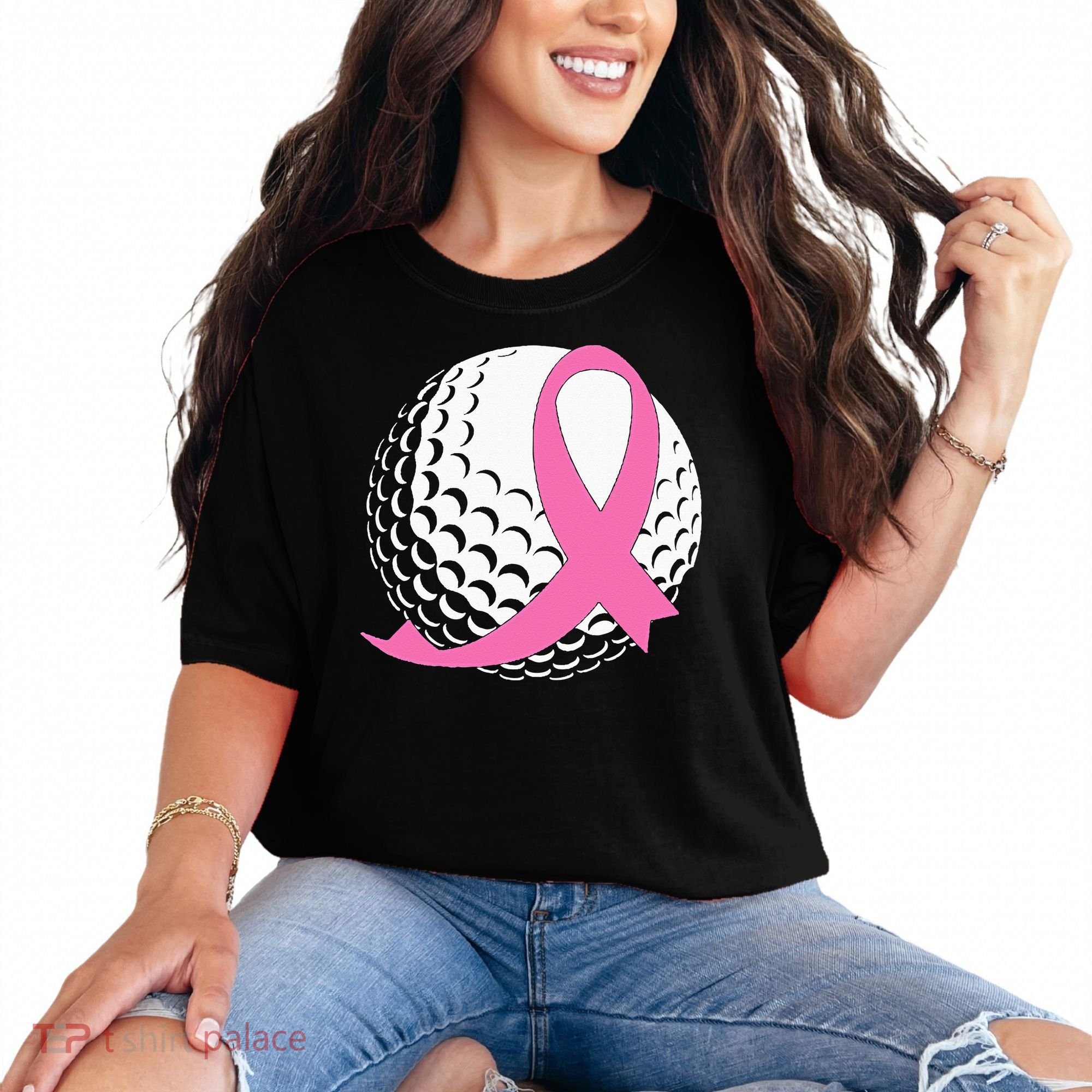 Golf Pink Ribbon Breast Cancer Awareness Comfort Colors T-Shirt