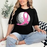 Golf Pink Ribbon Breast Cancer Awareness Comfort Colors T-Shirt thumb 2