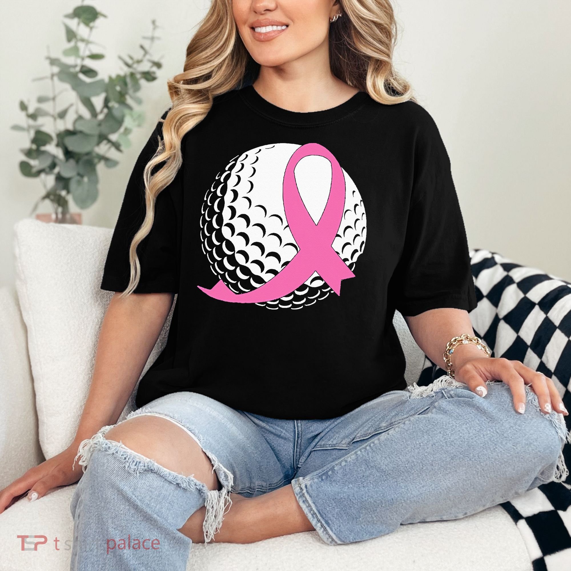 Golf Pink Ribbon Breast Cancer Awareness Comfort Colors T-Shirt