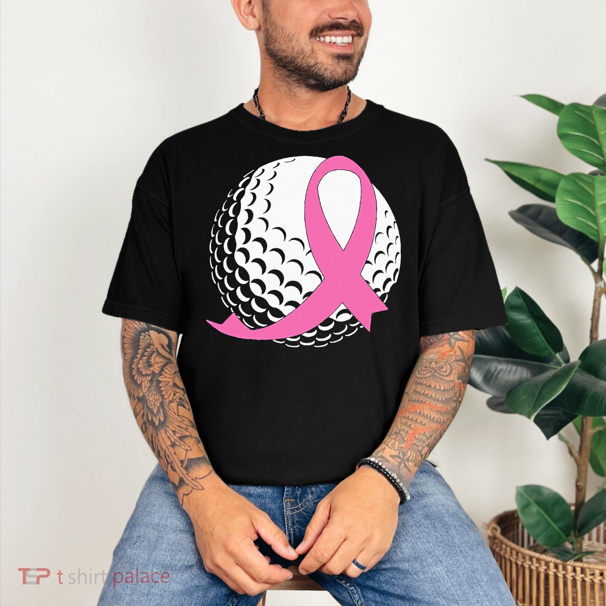 Golf Pink Ribbon Breast Cancer Awareness Comfort Colors T-Shirt