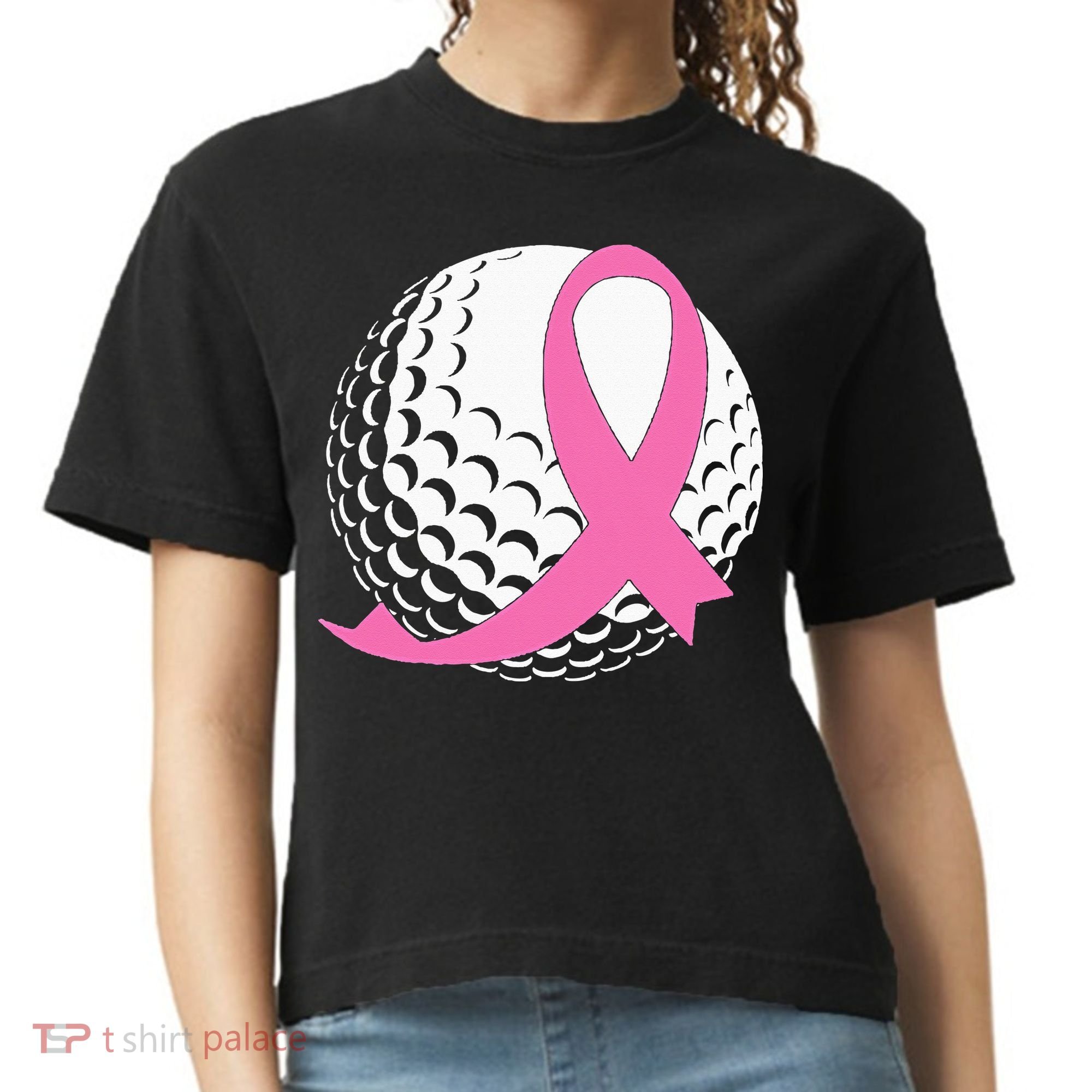 Golf Pink Ribbon Breast Cancer Awareness Comfort Colors Boxy T-Shirt