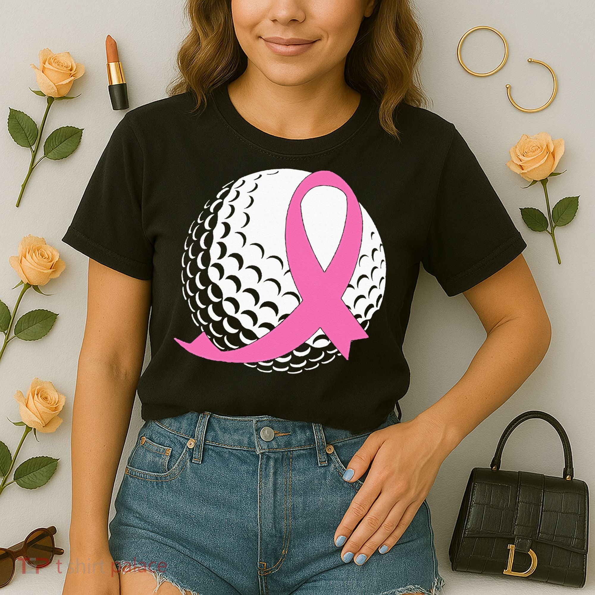 Golf Pink Ribbon Breast Cancer Awareness Comfort Colors Boxy T-Shirt
