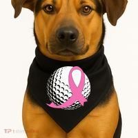 Golf Pink Ribbon Breast Cancer Awareness USA-Made Doggie Bandana thumb 1