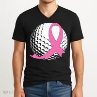 Golf Pink Ribbon Breast Cancer Awareness V-Neck T-Shirt thumb 2