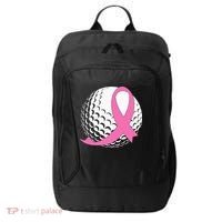 Golf Pink Ribbon Breast Cancer Awareness City Backpack thumb 0