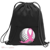 Golf Pink Ribbon Breast Cancer Awareness Sweatshirt Cinch Pack Bag thumb 0