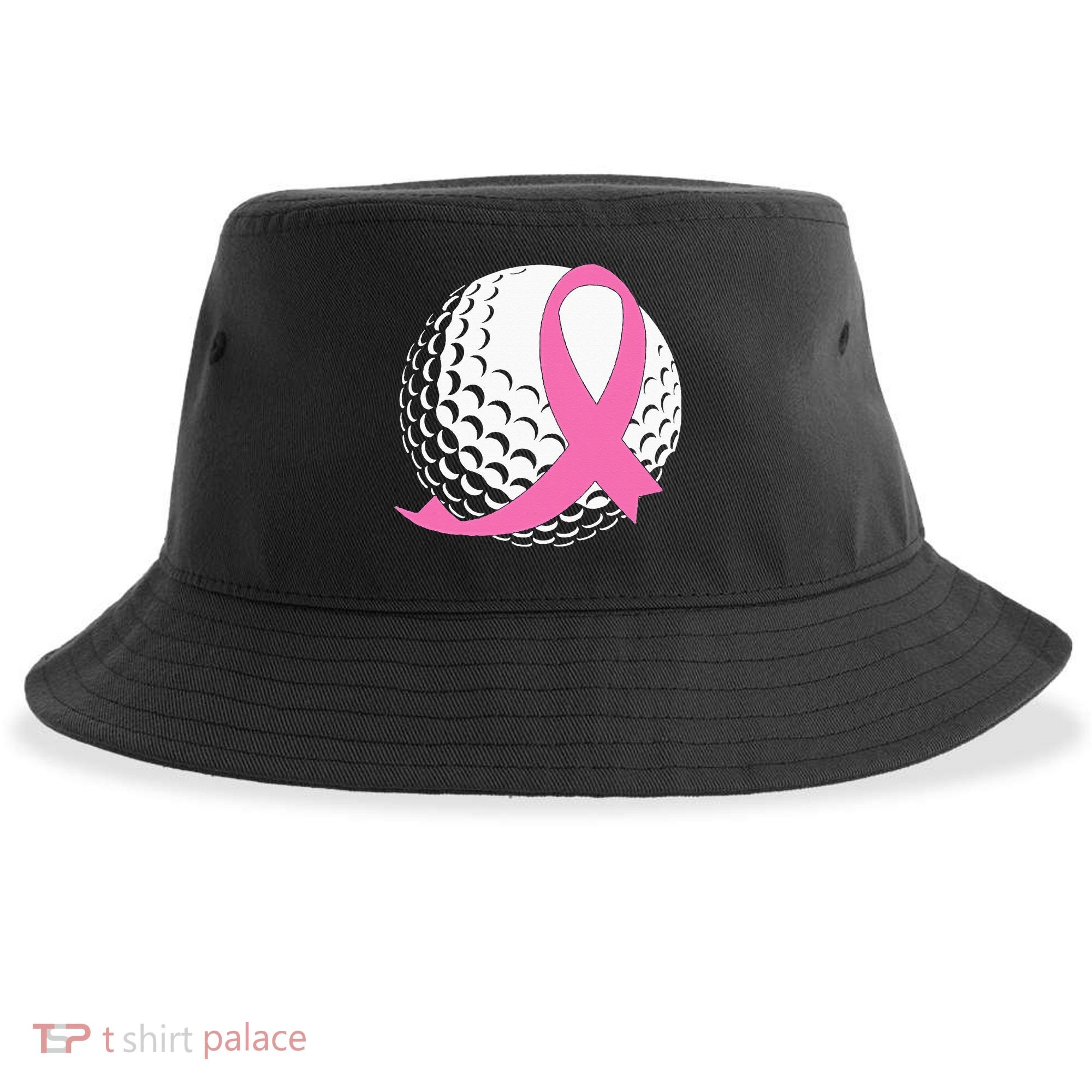 Golf Pink Ribbon Breast Cancer Awareness Sustainable Bucket Hat