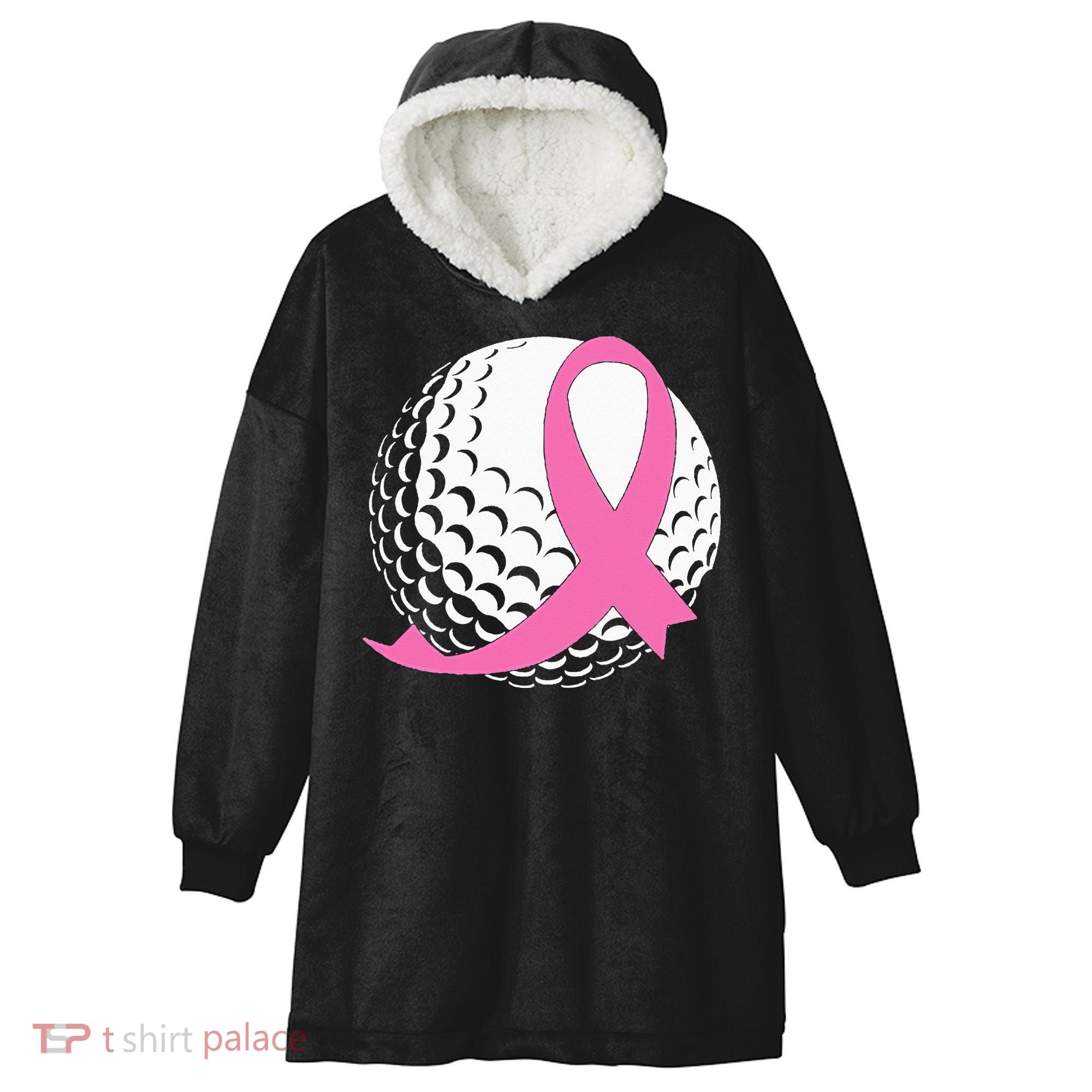 Golf Pink Ribbon Breast Cancer Awareness Hooded Wearable Blanket
