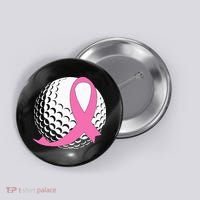 Golf Pink Ribbon Breast Cancer Awareness Button thumb 0