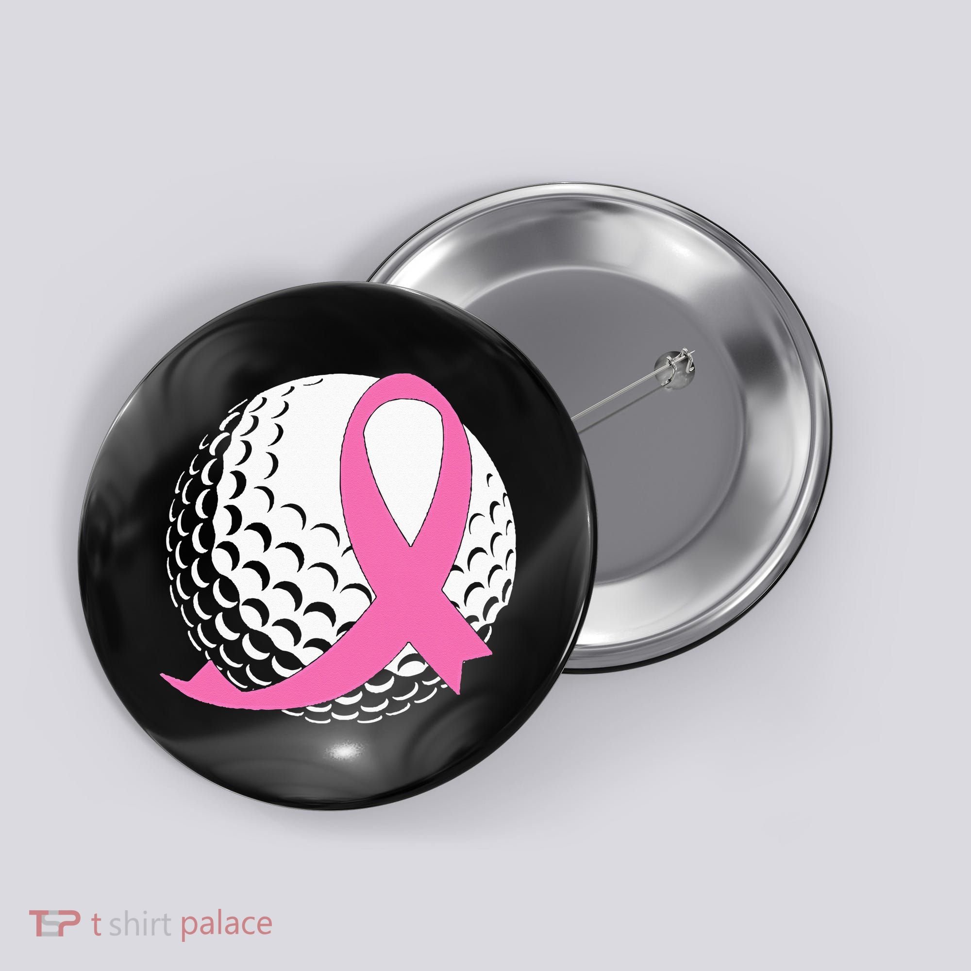 Golf Pink Ribbon Breast Cancer Awareness Button