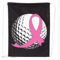 Golf Pink Ribbon Breast Cancer Awareness Drawstring Bag thumb 0