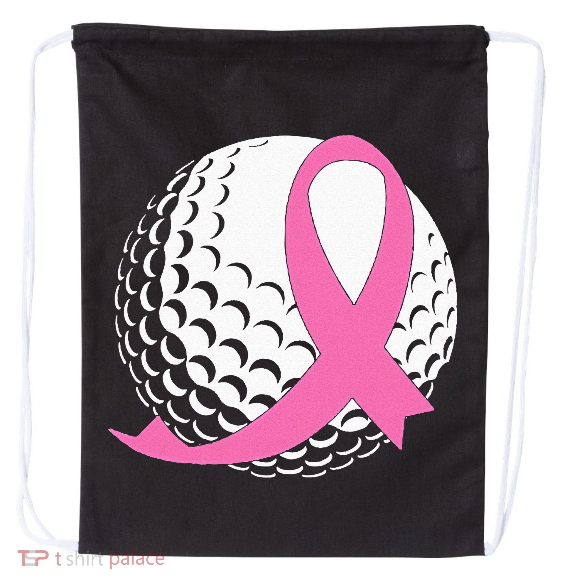 Golf Pink Ribbon Breast Cancer Awareness Drawstring Bag