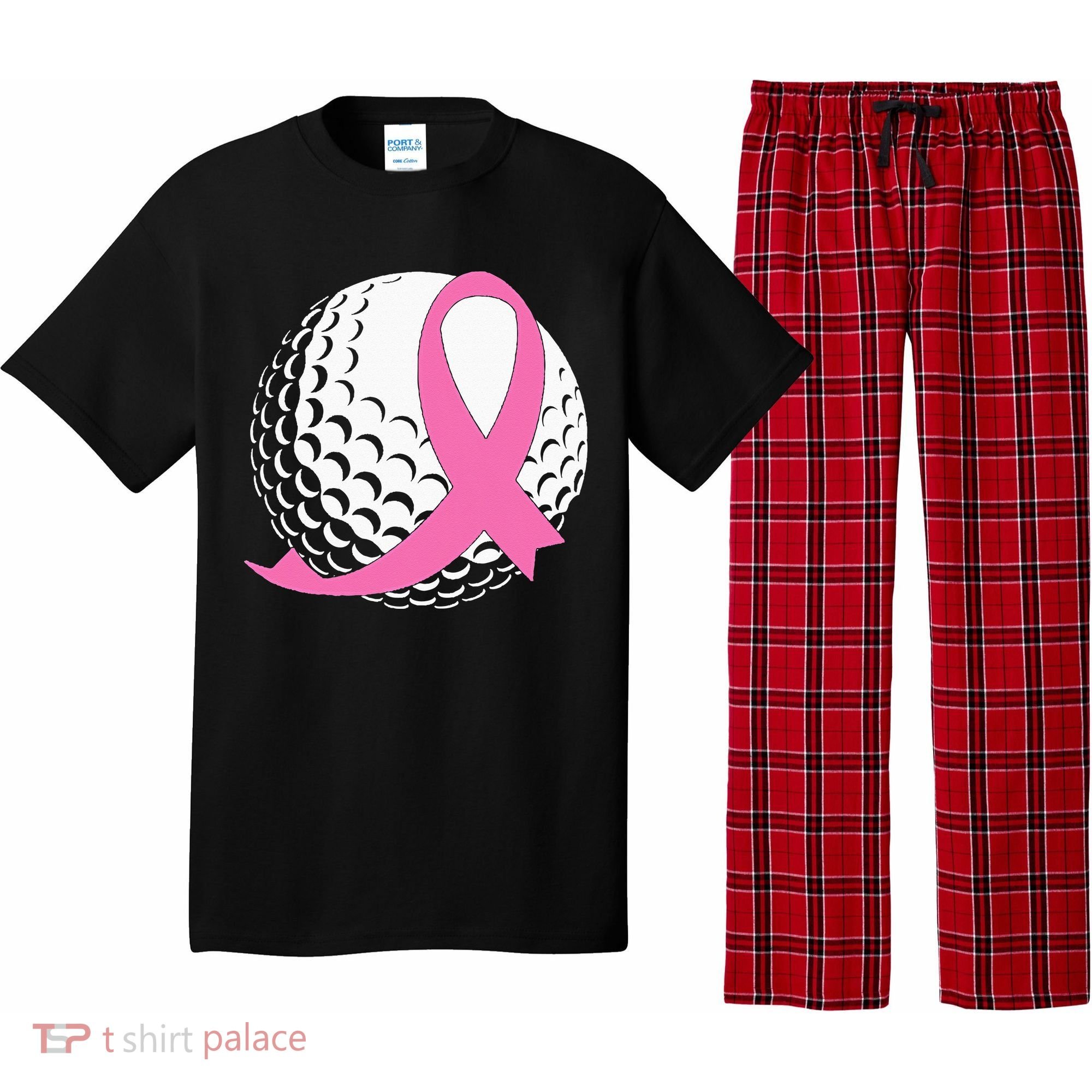 Golf Pink Ribbon Breast Cancer Awareness Pajama Set