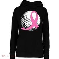Golf Pink Ribbon Breast Cancer Awareness Womens Funnel Neck Pullover Hood thumb 0