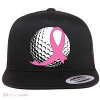 Golf Pink Ribbon Breast Cancer Awareness Flat Bill Trucker Hat thumb 0