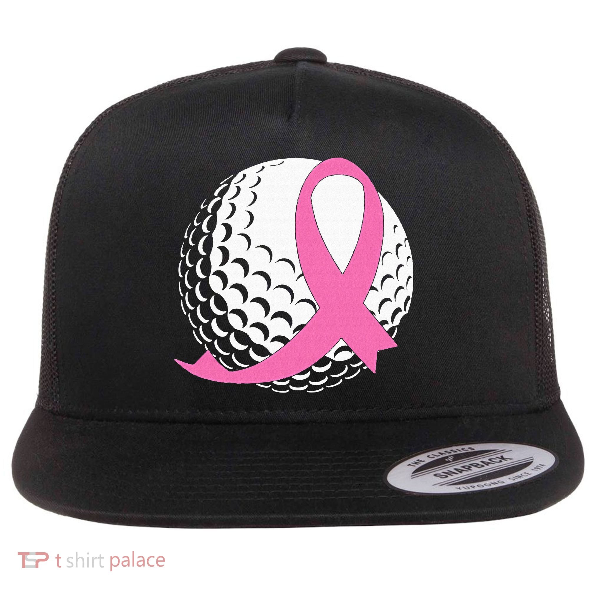 Golf Pink Ribbon Breast Cancer Awareness Flat Bill Trucker Hat