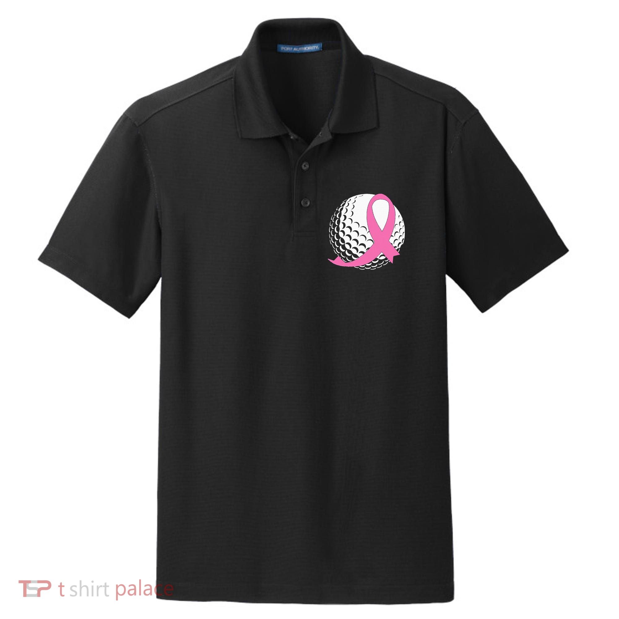 Golf Pink Ribbon Breast Cancer Awareness Dry Zone Grid Polo